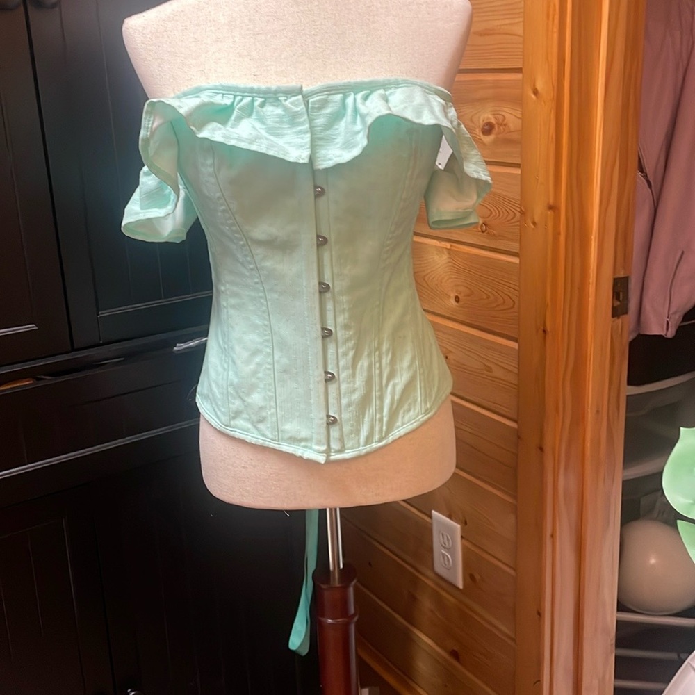 Mint Green Off-Shoulder Corset Top
